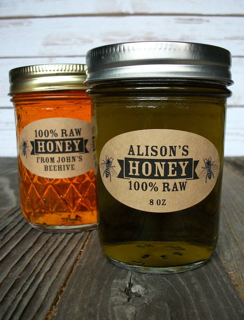 Custom KRAFT Oval Honey Labels for Quilted Mason Jars Etsy