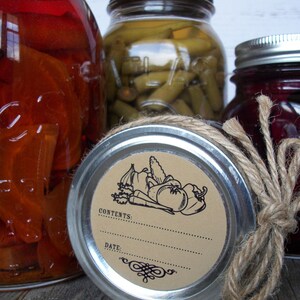 Vegetable KRAFT Paper Canning Jar Labels, Round Vintage Mason Jar ...