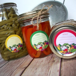 Enjoy Vegetable Canning Jar Labels, Round Mason Jar Labels for Food ...