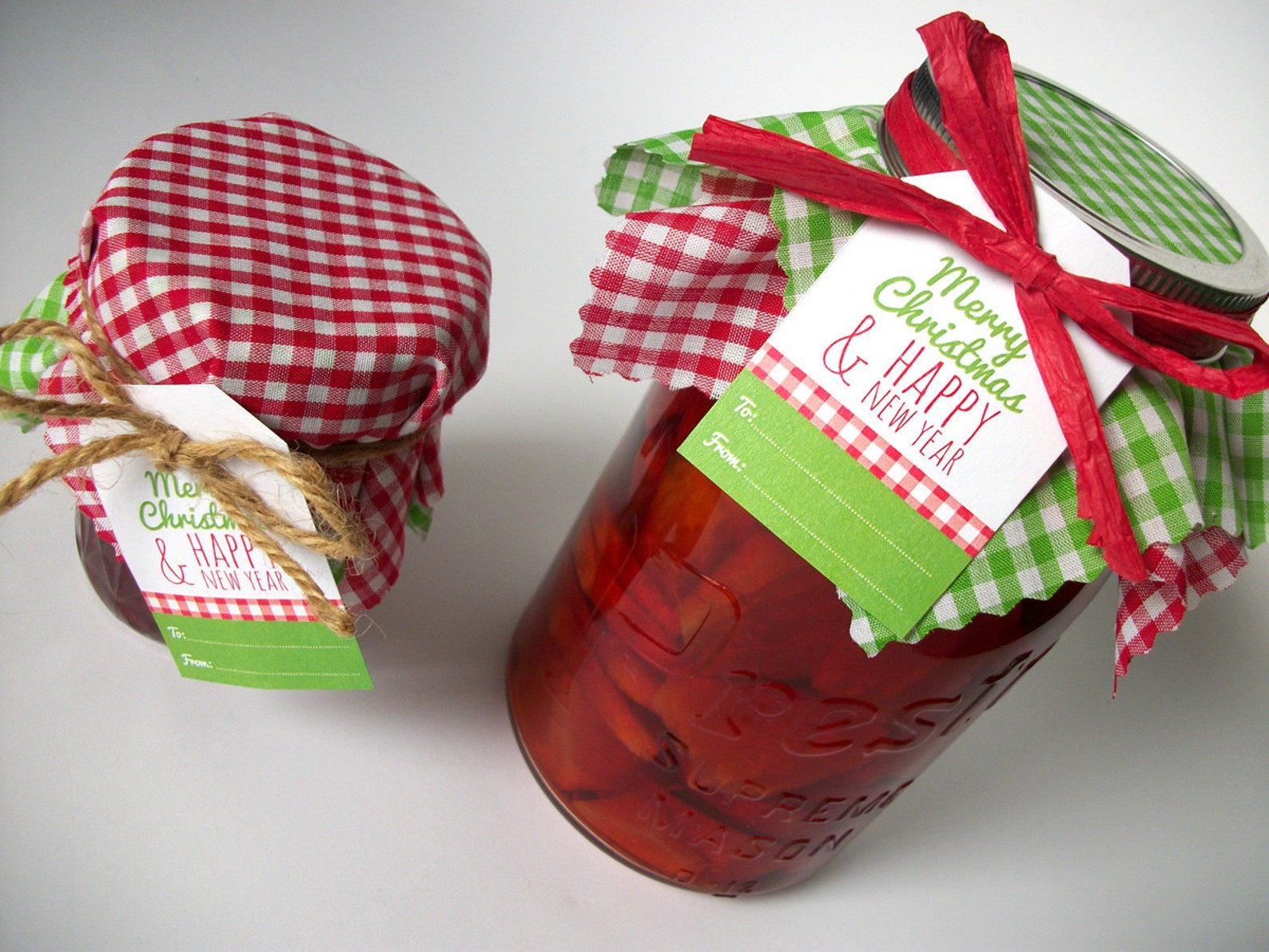 Christmas Jam Jar Cloth Covers Name Tags & Ribbon for Mason Etsy