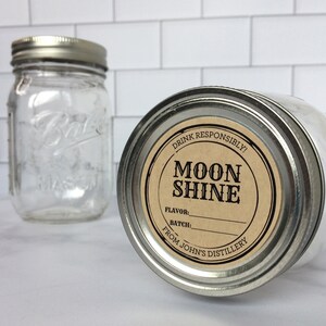 Custom Apothecary Moonshine Labels with blank lines to handwrite flavor & batch for home brewed spirits