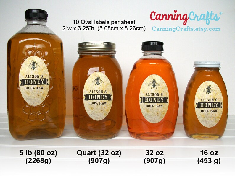 Custom Large Oval Vintage Honey canning jar and bottle labels, personalized stickers for honey and mason jars, gift for beekeepers image 5