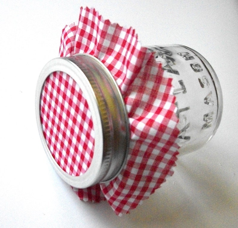 12 Red Gingham Jam Jar Covers Cloth Fabric Toppers for Mason Etsy