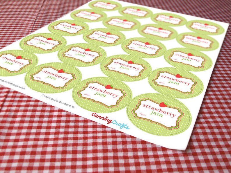 Cute Strawberry Jam canning jar labels, round printed polka dot mason jar stickers, fruit preservation, gifts for canners mom & grandma image 5