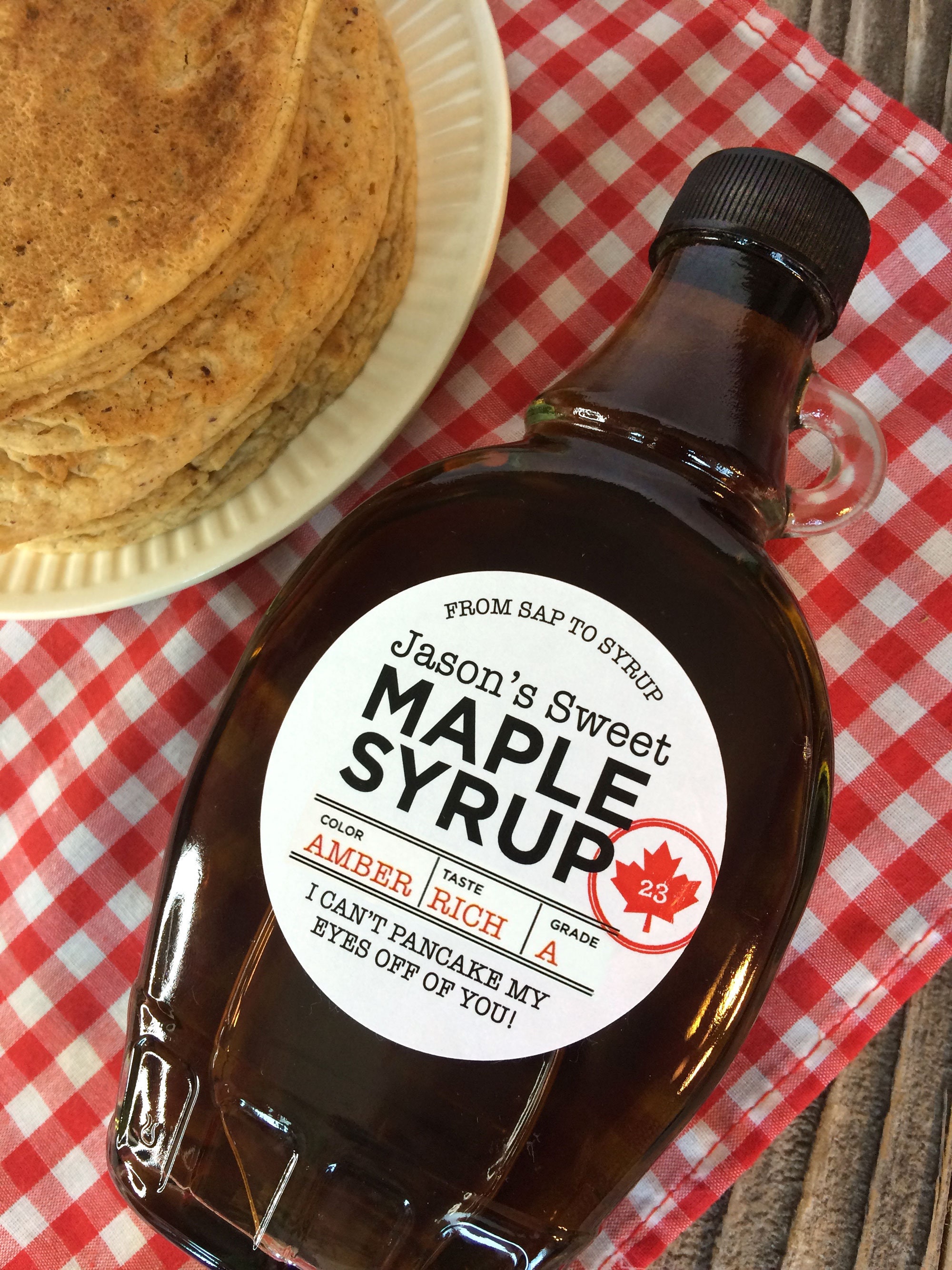 Custom Just the Facts Maple Syrup Labels, Modern Black & White or Kraft ...