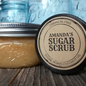 CUSTOM KRAFT paper Apothecary canning jar labels, round retro mason jar stickers personalized with YOUR text, sugar scrub & candle labels image 4