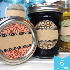 Étiquettes de mise en conserve en papier kraft Market Blend, autocollants de pots Mason vierges imprimés modernes et modernes pour les pots à épices du garde-manger ou les produits de boulangerie