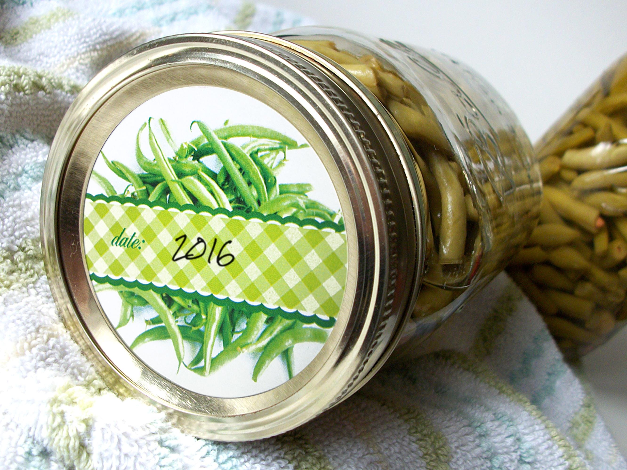 Green Bean Canning Jar Labels, Regular & Wide Mouth Vegetable Mason Jar ...
