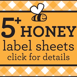 SAVE money on 5 or more sheets of Custom HONEY labels with this listing only, bulk honey stickers for bottles & mason canning jars