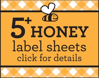 SAVE money on 5 or more sheets of Custom HONEY labels with this listing only, bulk honey stickers for bottles & mason canning jars