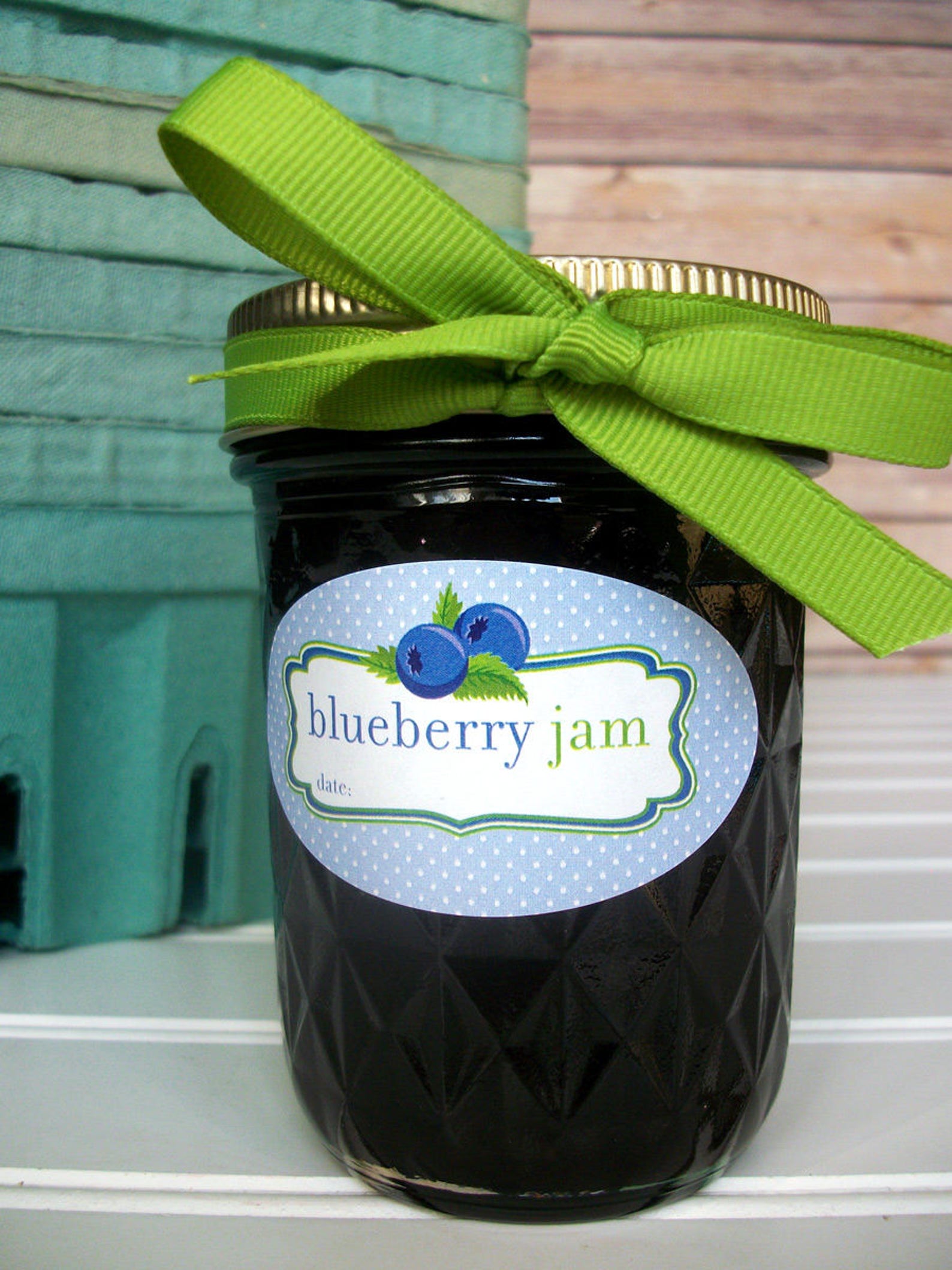 Oval Blueberry Jam Canning Jar Labels Quilted Jam Jar Labels Etsy
