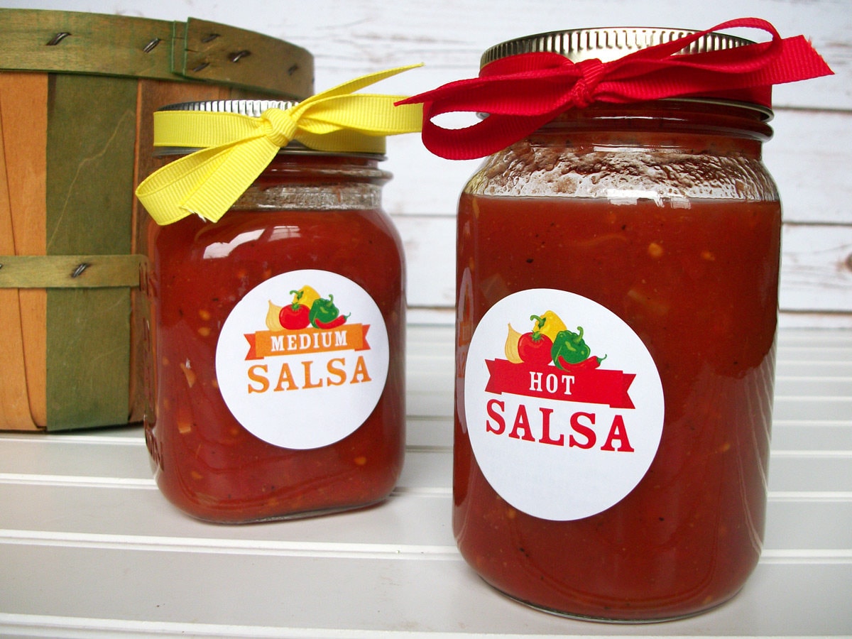 Mild Medium Hot Salsa canning labels round mason jar Etsy