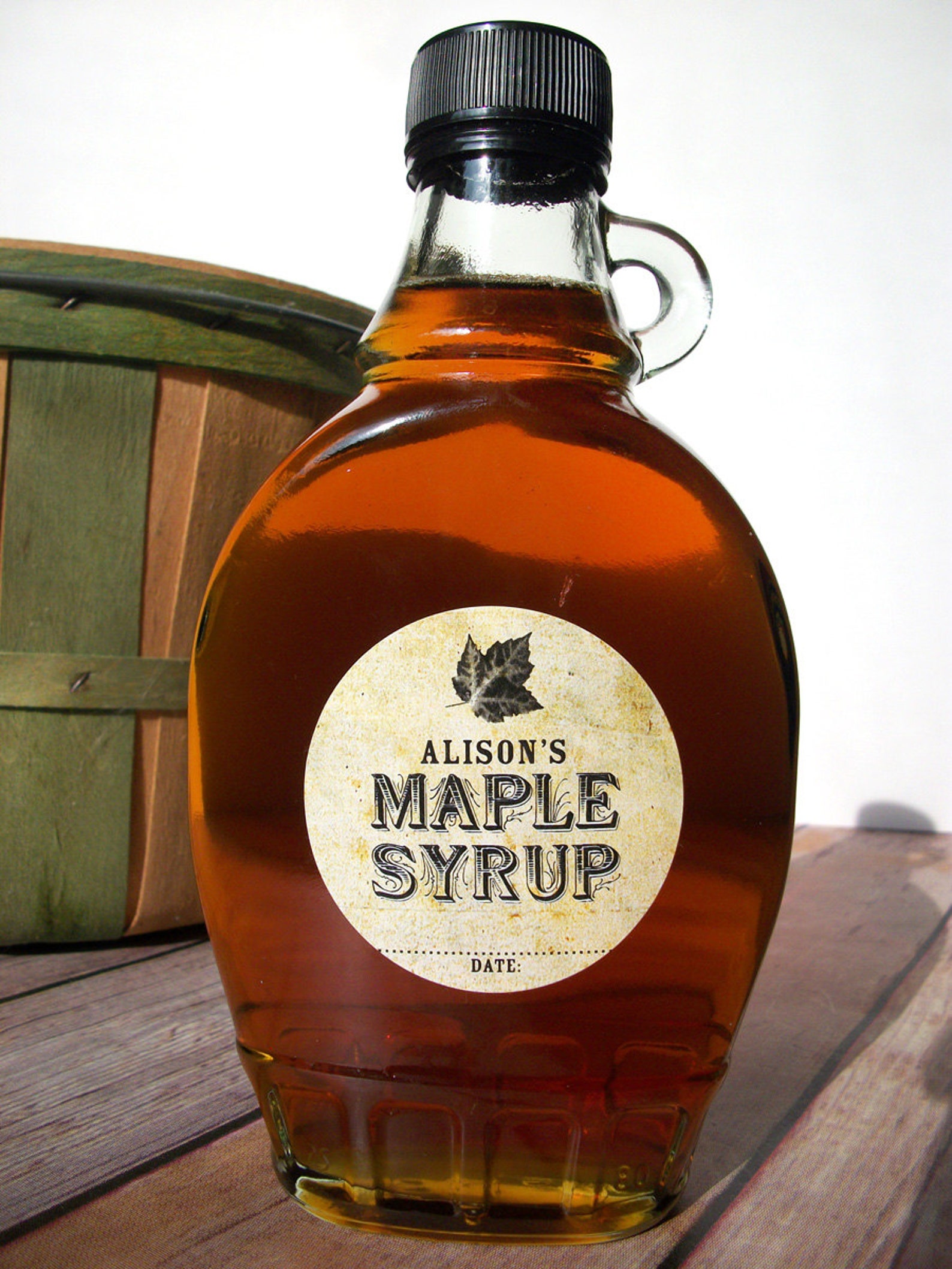 Custom Vintage Maple Syrup bottle labels personalized round Etsy
