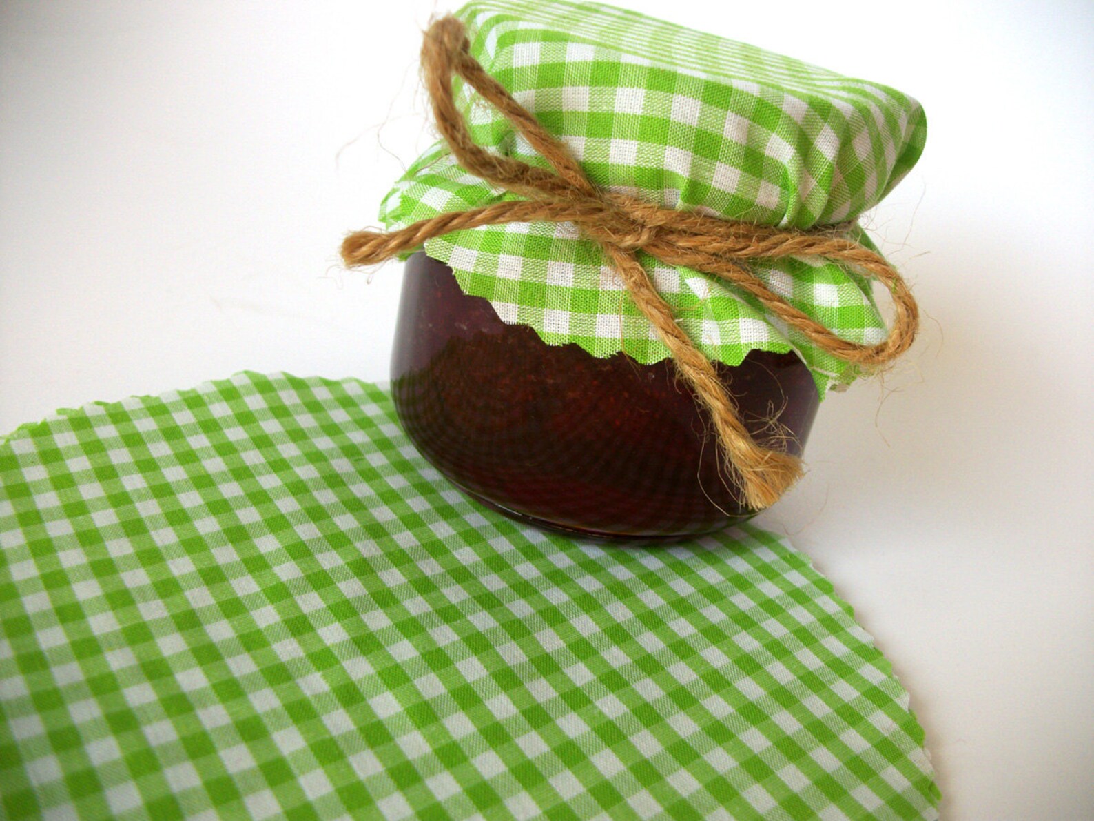 12 Green Gingham Jam Jar Covers Cloth Toppers fabric for Etsy