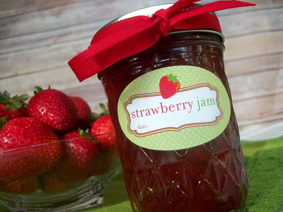 Oval Strawberry Jam Canning Jar Labels Quilted Jam Jar - Etsy