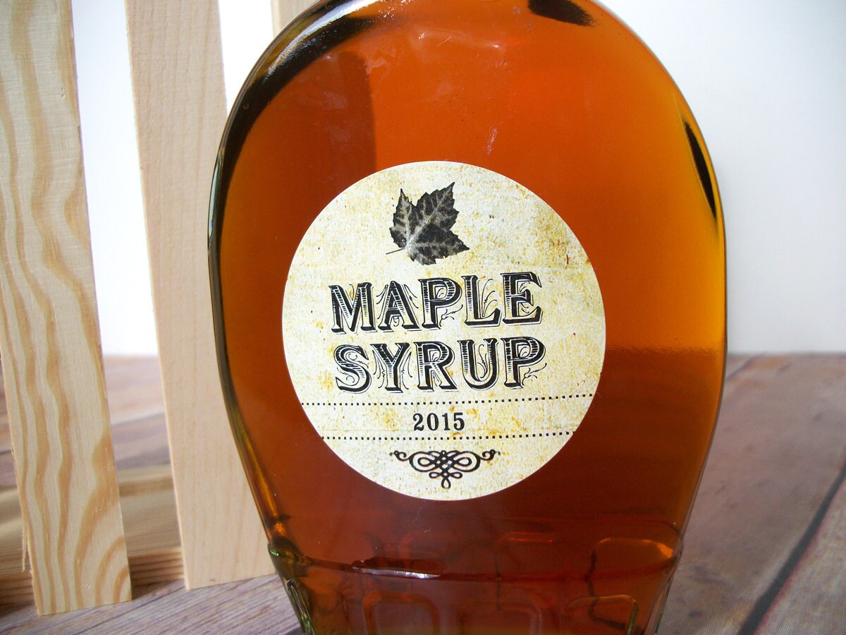 Vintage Maple Syrup bottle labels round mason jar labels Etsy