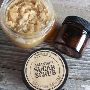 CUSTOM KRAFT paper Apothecary canning jar labels, round retro mason jar stickers personalized with YOUR text, sugar scrub & candle labels image 8