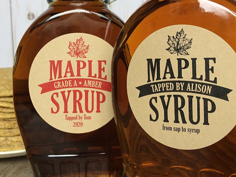 Custom Traditional Maple Syrup Bottle Labels Customized Round Etsy