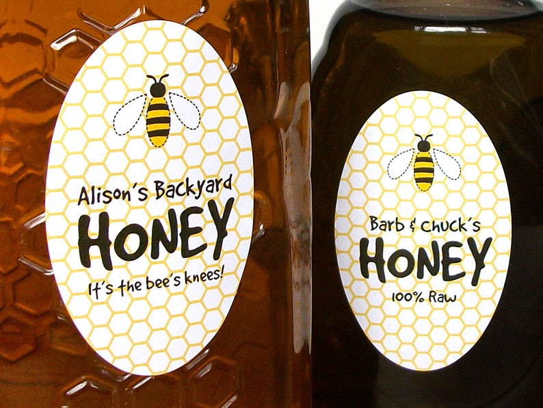 CUSTOM Large OVAL Cute Honey Labels Customized Honey Bottle & Etsy