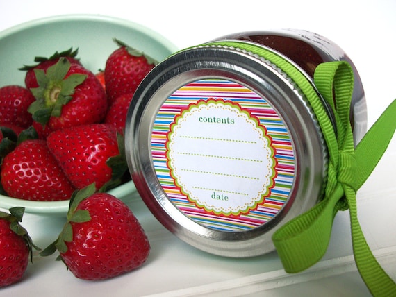 Candy Stripes Canning Labels Round Jam & Jelly Jar Labels ...