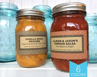 Custom Market Blend Kraft paper rectangle canning labels, printed Modern rectangular mason jar stickers for jam jelly cottage food industry