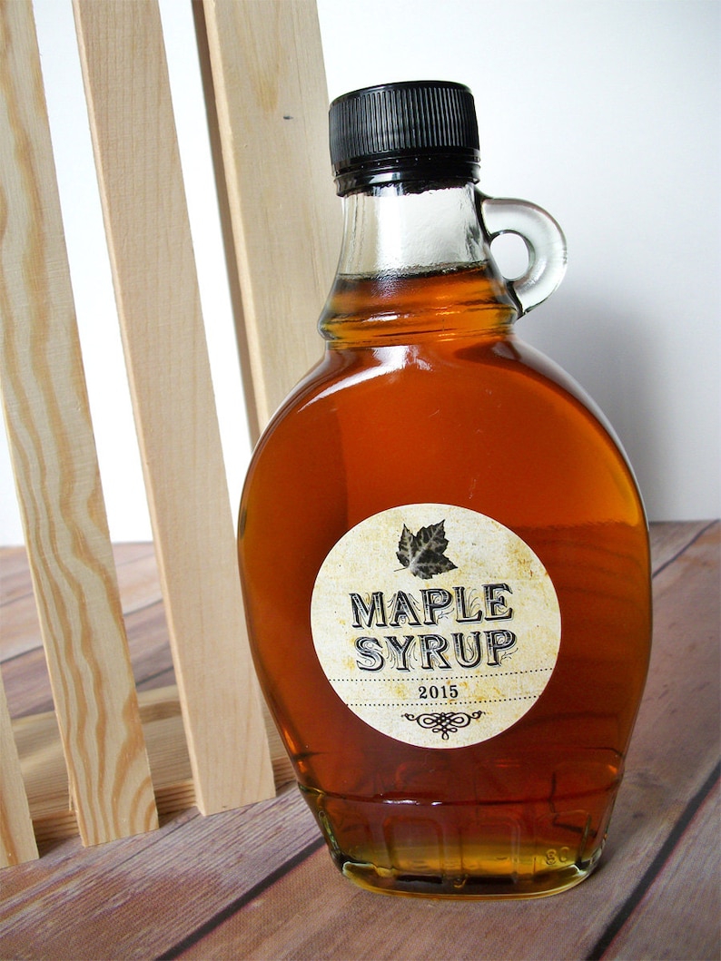 Vintage Maple Syrup bottle labels round mason jar labels Etsy