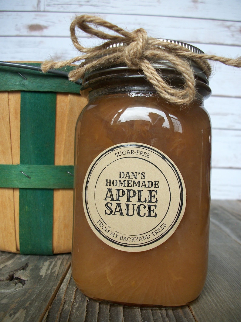 CUSTOM KRAFT paper Apothecary canning jar labels, round retro mason jar stickers personalized with YOUR text, sugar scrub & candle labels image 9