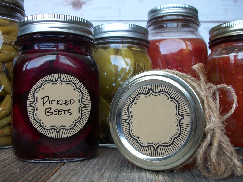 Burst KRAFT Paper Canning Jar Labels Vintage Round Mason Jar Etsy