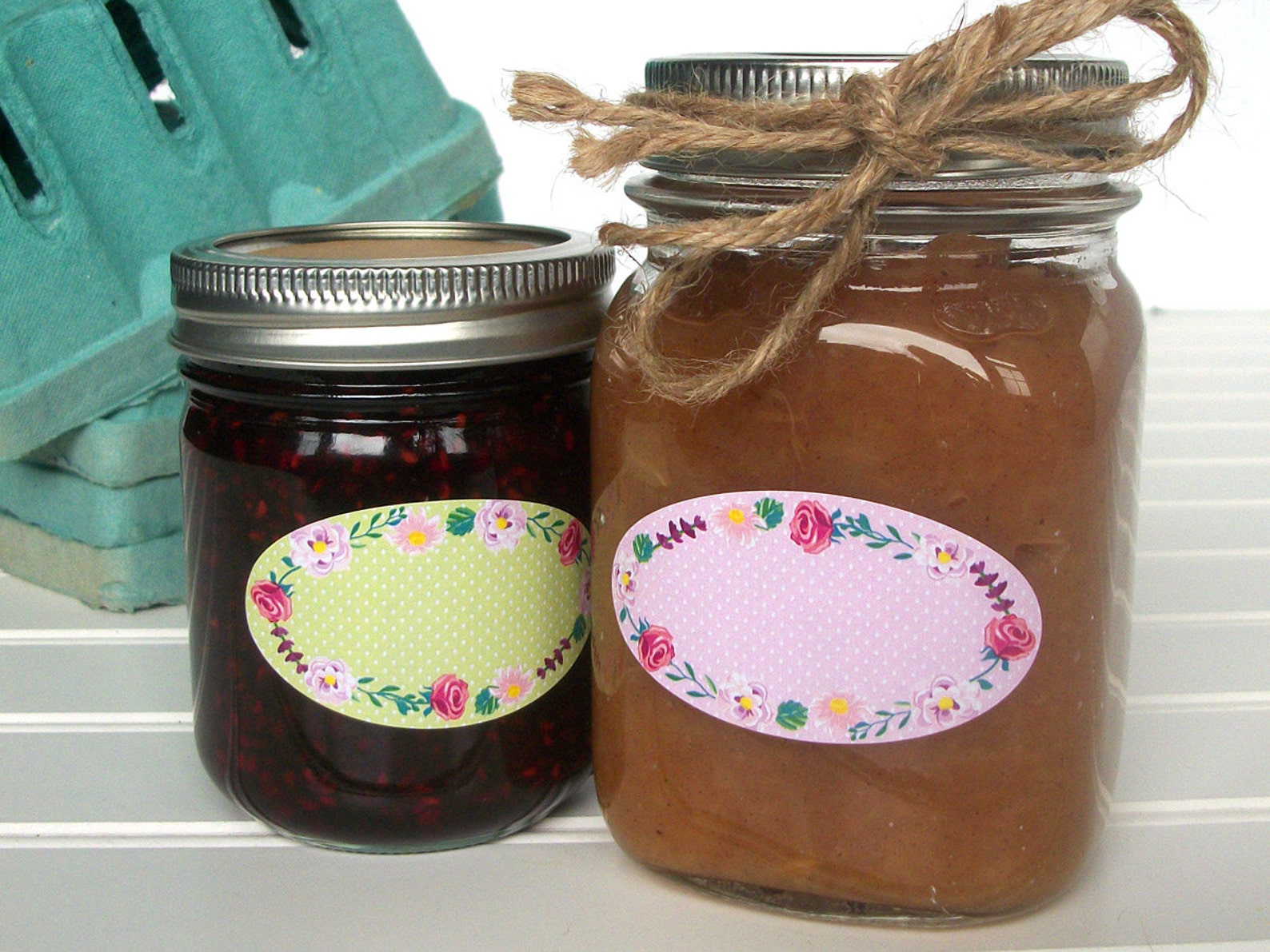 Flower Oval Canning Jar Labels Quilted Jar Labels Cottage Etsy