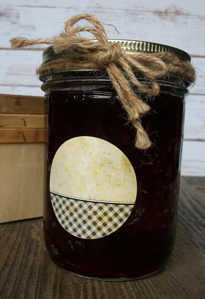 Vintage Checkered Canning Jar Labels Round Mason Jar Labels Etsy