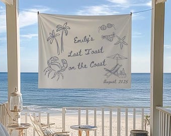 Coastal Bachelorette Banner: Last Toast on the Coast Bridal Backdrop