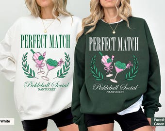 Pickleball Bachelorette Sweatshirt, Custom Personalized Perfect Match Crewneck, Social Club Sports Bach, Bridal Party Gift, Trendy Aesthetic