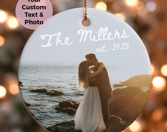 Personalized Wedding Photo Ornament: First Christmas Married Gift