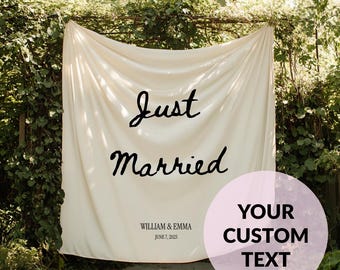 Custom Wedding Banner, Just Married Sign, Bridal Shower Sign, Fabric Wedding Backdrop, Welcome Sign, Modern Wedding Ceremony Decor