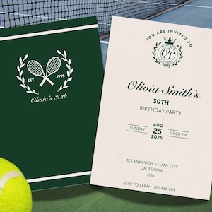 Tennis Club / Sportlich und Reich Stil Elegante Minimalistische Geburtstagseinladungskarten Vorlage