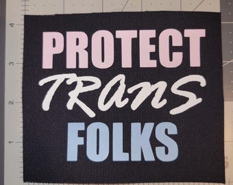 Protect Trans Folks-patch, vinyl op katoenen canvas