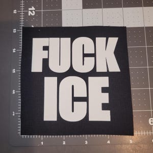 F*CK ICE patch, Vinyl auf Baumwollleinwand