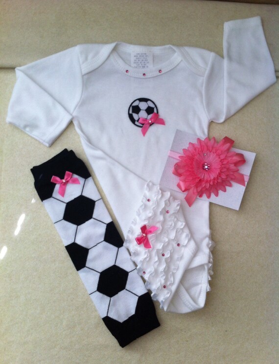 Items similar to Girls Baby Soccer Outfit, Bling Baby, Soccer Beanie
