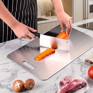 Stainless Steel Cutting Board-Set of 3-Professional Food Chopping Boards-Non-Porous, Rust-Proof & Hygienic Kitchen Prep Station