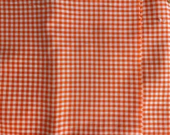 Couette en coton à carreaux vichy orange à rayures antiques RARE