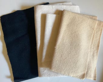 Tapis en laine avec crochet matelassé Noir blanc blanc cassé