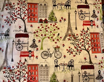 Paris France Scène extérieure Tours Eiffel Tissu coton Couture courtepointe Rouge