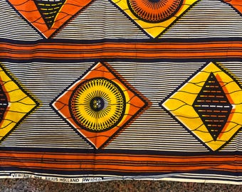 Grand tissu de courtepointe africain en coton imprimé cire Julius Holland