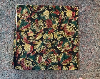 Motifs africains colorés de feuilles et de fleurs sur tissu de couette en coton noir 2,5 m