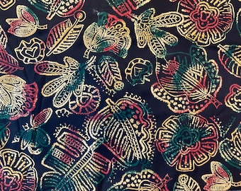 Grande feuille de fougère multicolore sur tissu de couette en coton noir