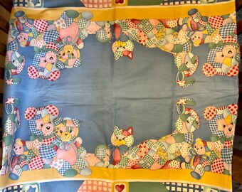 Tissu vintage pour enfants, patchwork d'ours en peluche, bordure imprimée