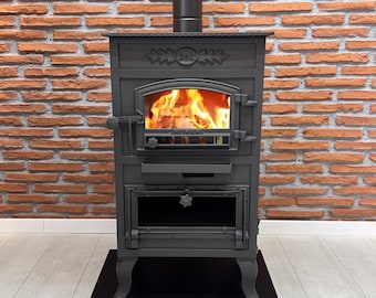85 KG Bungalow WoodStove Fireplace With Cooker,Wood Stove Oven Fireplace, Luxury Glass Heater,Stove Fireplace With Oven, 85 KG - 187 IBS