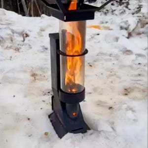 Portable Mini Glass Pellet Stove Camping, Balcony, Terrace Type High Quality , Outdoor, Garden Heater, Cooker Top Camping Pellet Stove