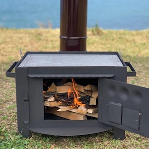 Piccolo barbecue da camper, barbecue da esterno per patio, stufa a legna, cucina naturale