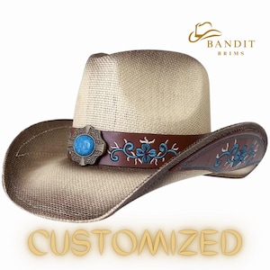 Vintage Style Western Straw Hat for Men & Women Summer Beach Sun Hat Cowboy Style